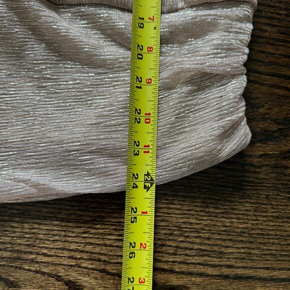 WHBM Metallic Pink Shimmer Long Sleeve V Neck Blouse Size Large NEW - Picture 7 of 9